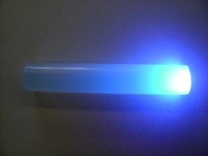 Blue laser light is scattered strongly